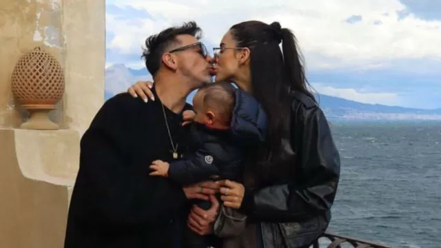 Lavezzi e Maria Guadalupe Tauro, con il figlio Vittorio