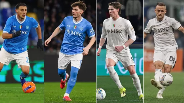 Eljif Elmas, Billy Gilmour, Scott McTominay e Stanislav Lobotka