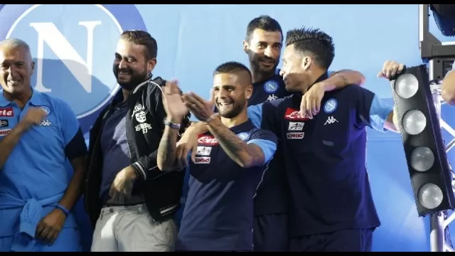 Insigne, Edo De Laurentiis, Callejon e Albiol alla presentazione ufficiale