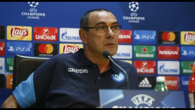 Maurizio Sarri, allenatore del Napoli, e Lorenzo Insigne, attaccante, presentano Napoli-Nizza