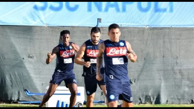 Allan, Albiol e Diawara in allenamento. Foto SSC Napoli