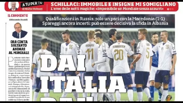 La prima pagina del Corriere dello Sport