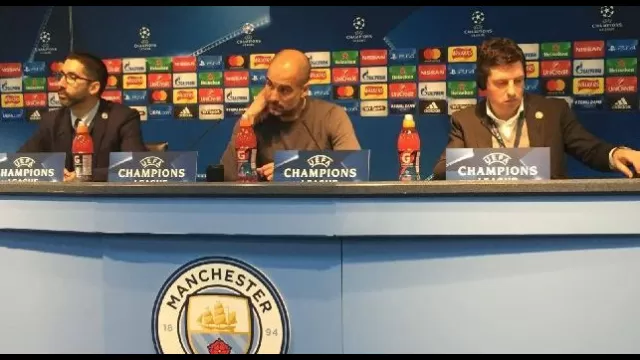 Pep Guardiola, allenatore del Manchester City, in conferenza stampa