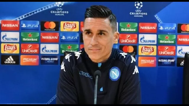 Jos&egrave; Maria Callejon in conferenza stampa alla vigilia di Napoli - Manchester City di Champions League