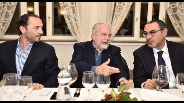 Aurelio e Luigi De Laurentiis e Sarri a Villa D'Angelo per la cena di Natale della SSC Napoli