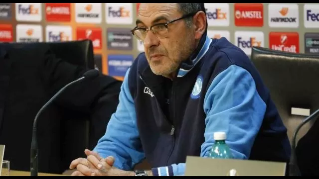 Maurizio Sarri in conferenza stampa (Europa League)