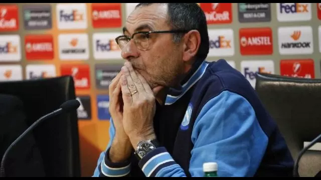 Sarri in conferenza stampa in Europa League