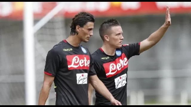 Roberto Inglese e Piotr Zielinski in ritiro a Dimaro - Folgarida con la maglia della SSC Napoli