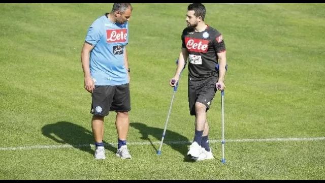 Amin Younes con la divisa del Napoli senza tutore, foto: Ciro De Luca