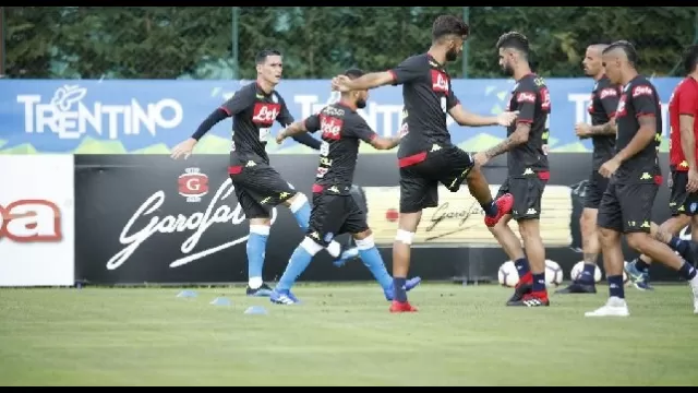 SSC Napoli in campo a Dimaro - Folgarida, allenamento pomeridiano per Carlo Ancelotti