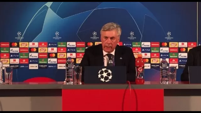 Caro Ancelotti in conferenza stampa al Marakan&agrave; (Champions League)