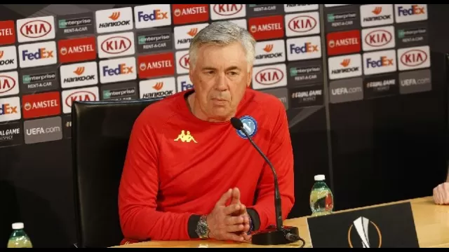 Carlo Ancelotti in conferenza stampa per Napoli-Zurigo