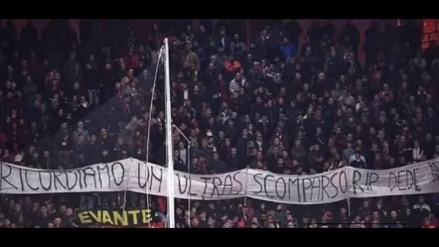 Striscione degli ultras del Genoa in ricordo di Daniele Belardinelli