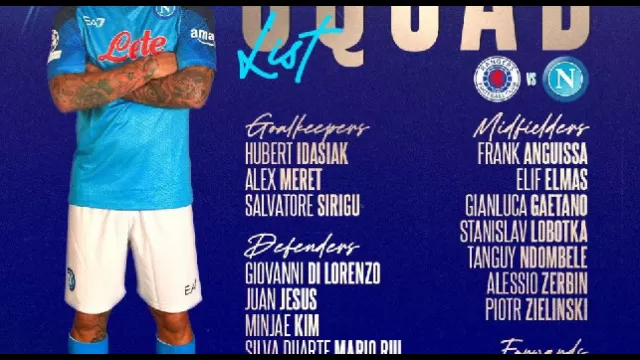Napoli convocati Rangers Champions League