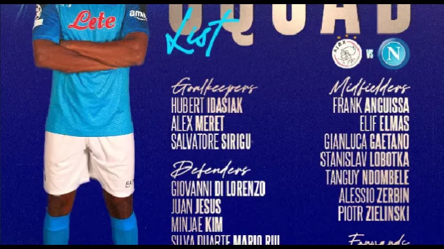 Convocati Ajax Napoli