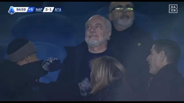 De Laurentiis al fischio finale di Napoli-Atalanta